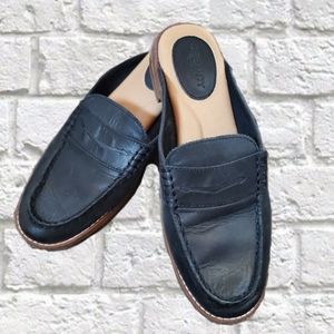 Black Leather Sperry Seaport Fina Mule